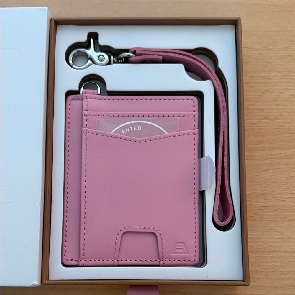 Elegant Pink Card Holder with Lanyard